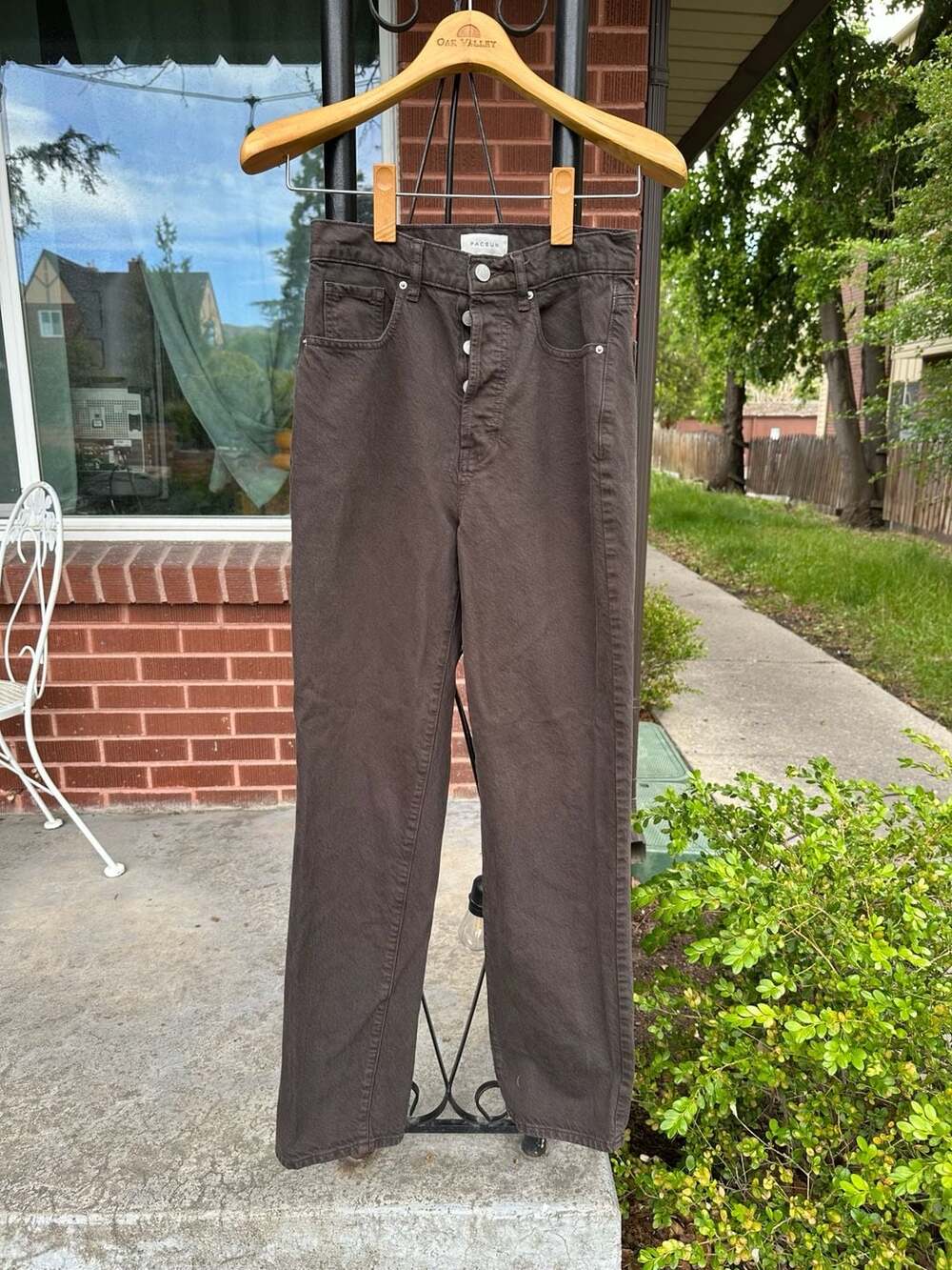 PacSun Brown High-Waisted Button-Fly Dad Jeans